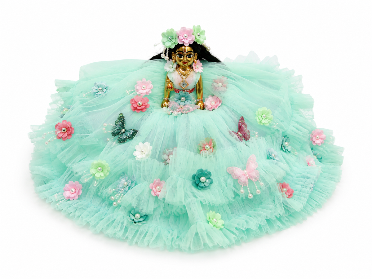 Beautiful Mint Green Designer Gown Poshak for Laddu Gopal 💚✨