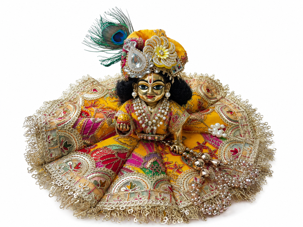 ✨ Premium Handmade Yellow Laddu Gopal Designer Dress ✨
