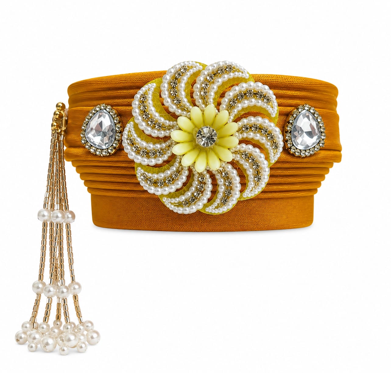 Royal Handcrafted Peshwa Pagdi for Laddu Gopal Ji – Designer Pearl & Stone Mukut Pagdi