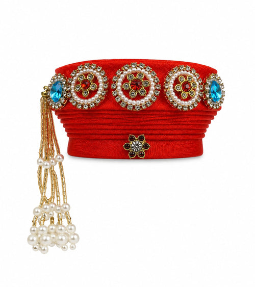 Royal Handcrafted Peshwa Pagdi for Laddu Gopal Ji – Designer Pearl & Stone Mukut Pagdi