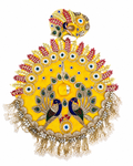Premium Yellow Peacock Design Laddu Gopal Dress with Mukut | Handmade Kanha Ji Poshak